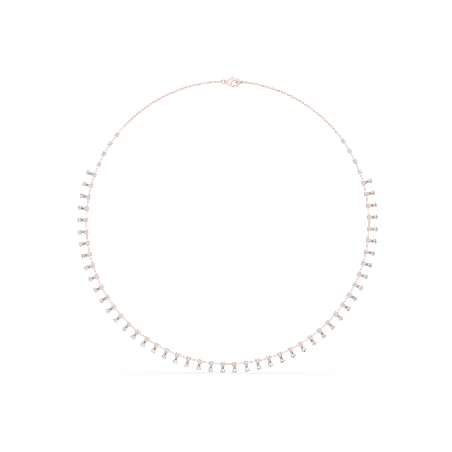 18k Rose Gold Pear/Round Lab-Grown Diamond Party Wear Necklace for Women | Pure Carat