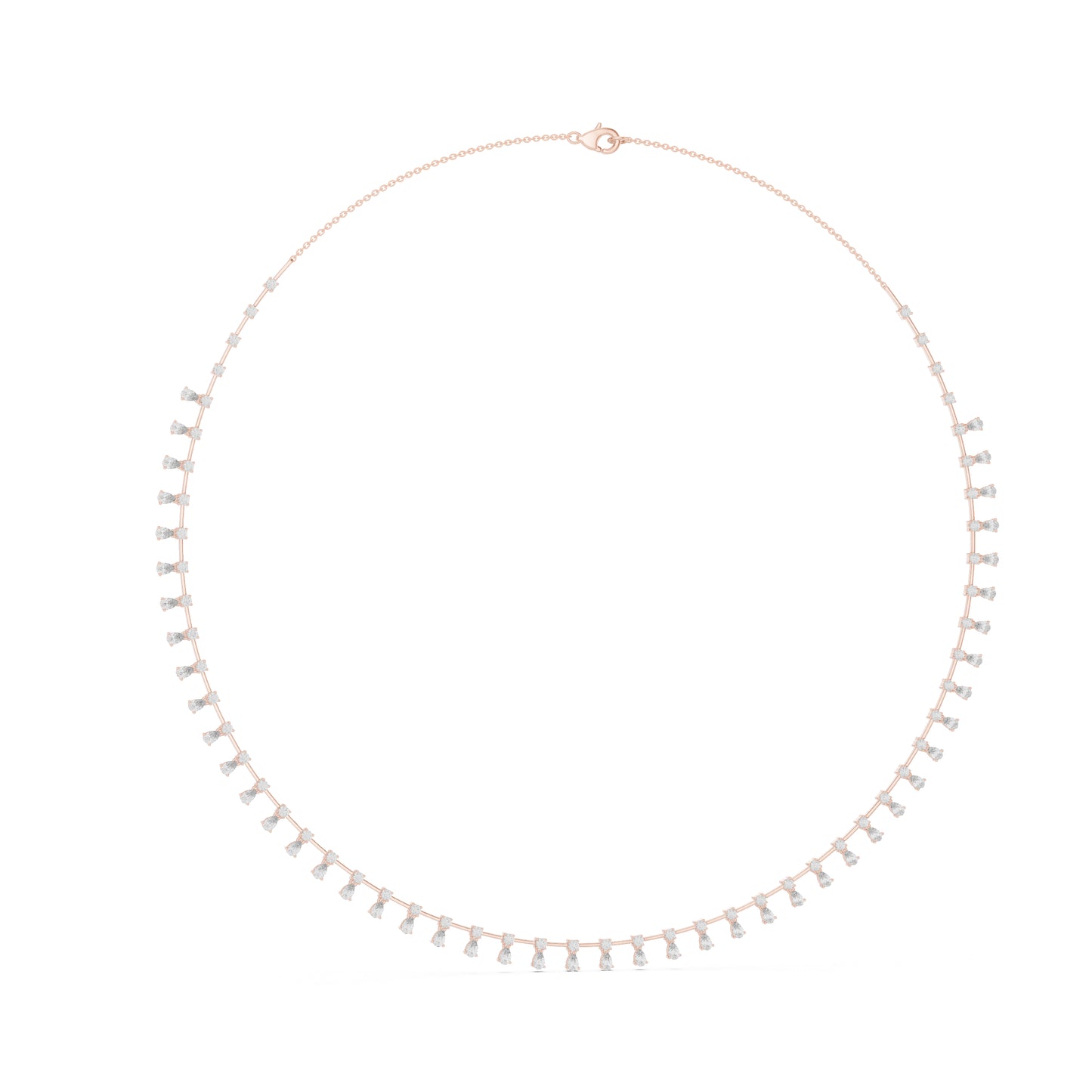 18k Rose Gold Pear/Round Lab-Grown Diamond Party Wear Necklace for Women | Pure Carat