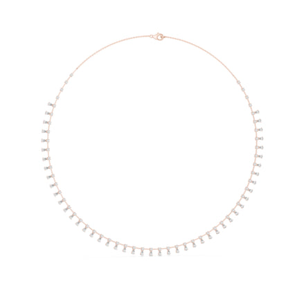 18k Rose Gold Pear/Round Lab-Grown Diamond Party Wear Necklace for Women | Pure Carat