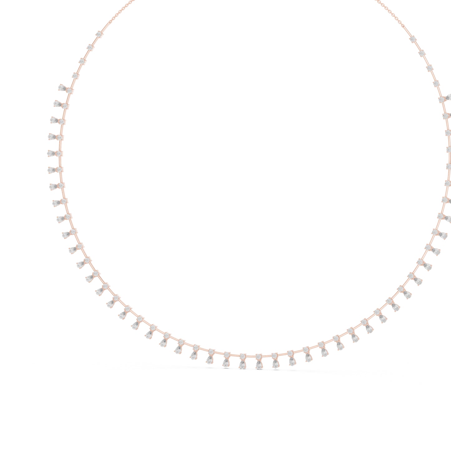 18k Rose Gold Pear/Round Lab-Grown Diamond Party Wear Necklace for Women | Pure Carat