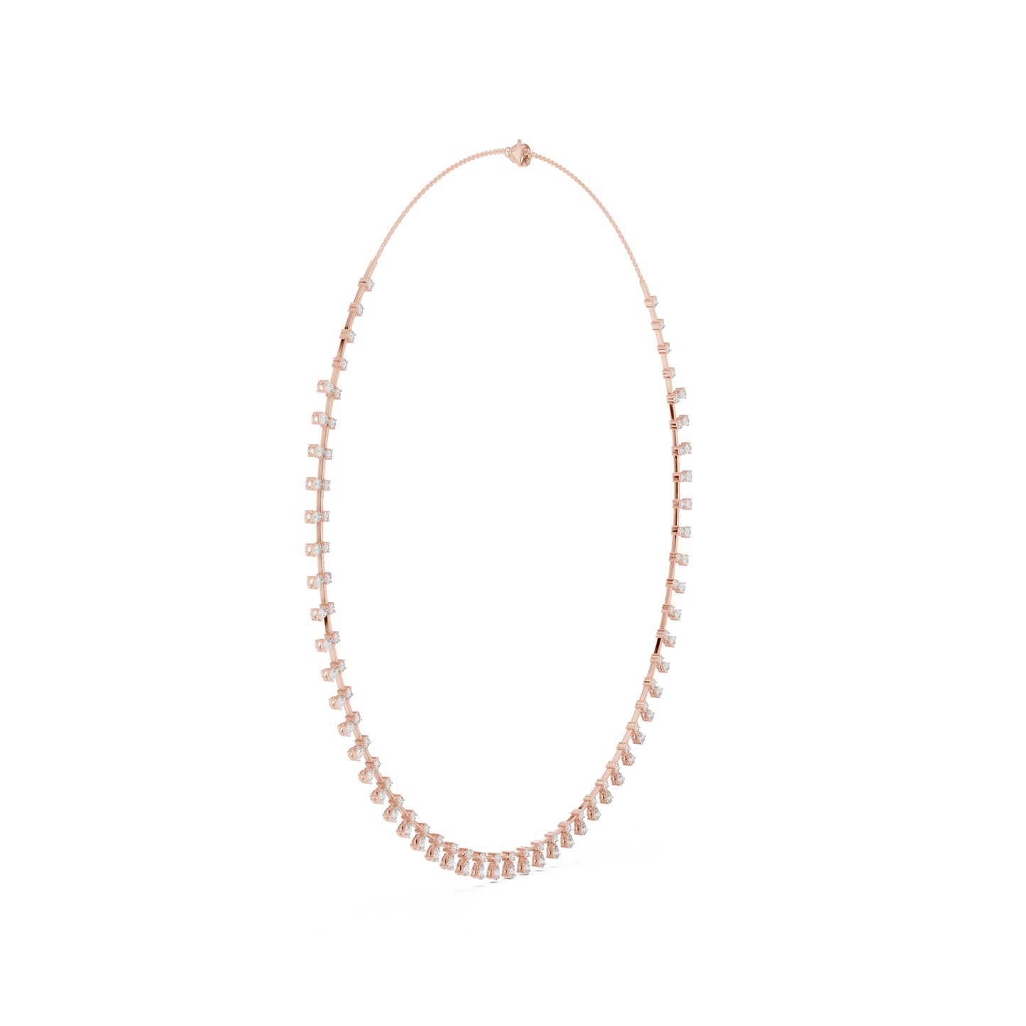 18k Rose Gold Pear/Round Lab-Grown Diamond Party Wear Necklace for Women | Pure Carat