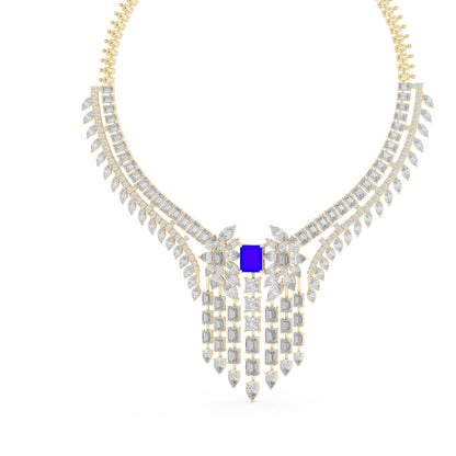 14k White Gold Princess/Pear/Marquise/Emerald Cut Diamond Engagement Necklace | Pure Carat