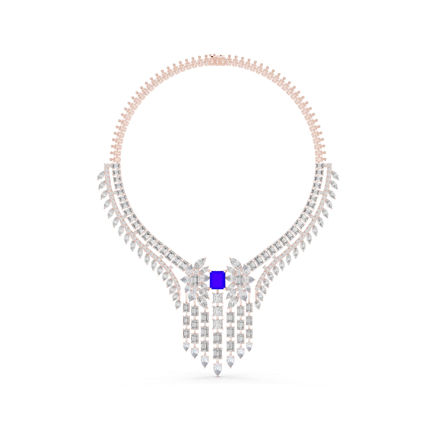 14k White Gold Princess/Pear/Marquise/Emerald Cut Diamond Engagement Necklace | Pure Carat