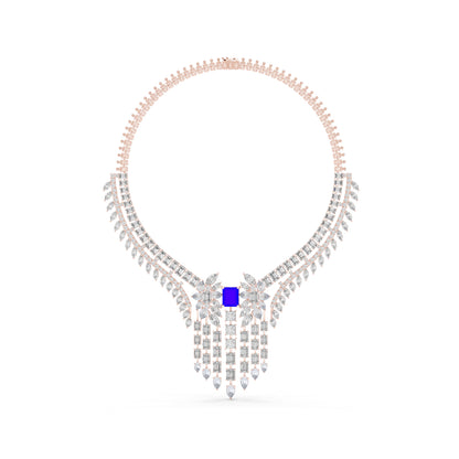 14k White Gold Princess/Pear/Marquise/Emerald Cut Diamond Engagement Necklace | Pure Carat