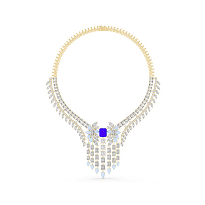 14k White Gold Princess/Pear/Marquise/Emerald Cut Diamond Engagement Necklace | Pure Carat