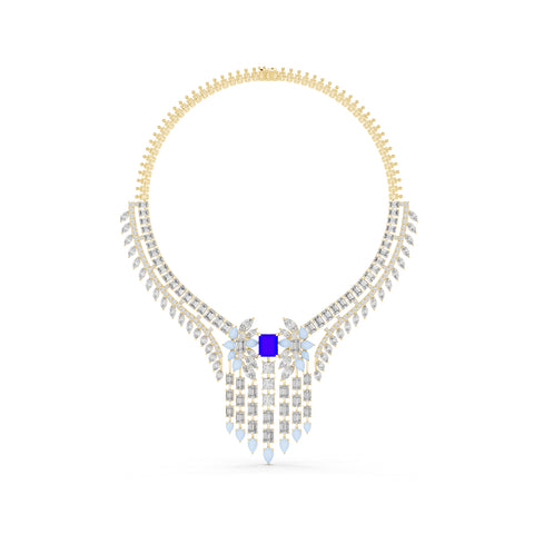 14k White Gold Princess/Pear/Marquise/Emerald Cut Diamond Engagement Necklace | Pure Carat