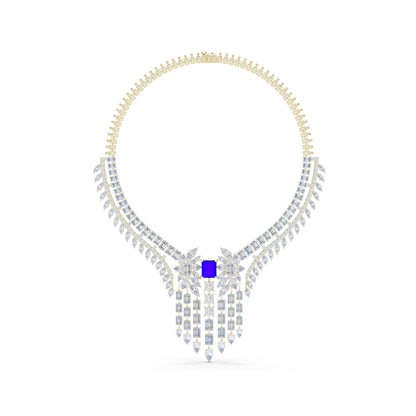 14k White Gold Princess/Pear/Marquise/Emerald Cut Diamond Engagement Necklace | Pure Carat