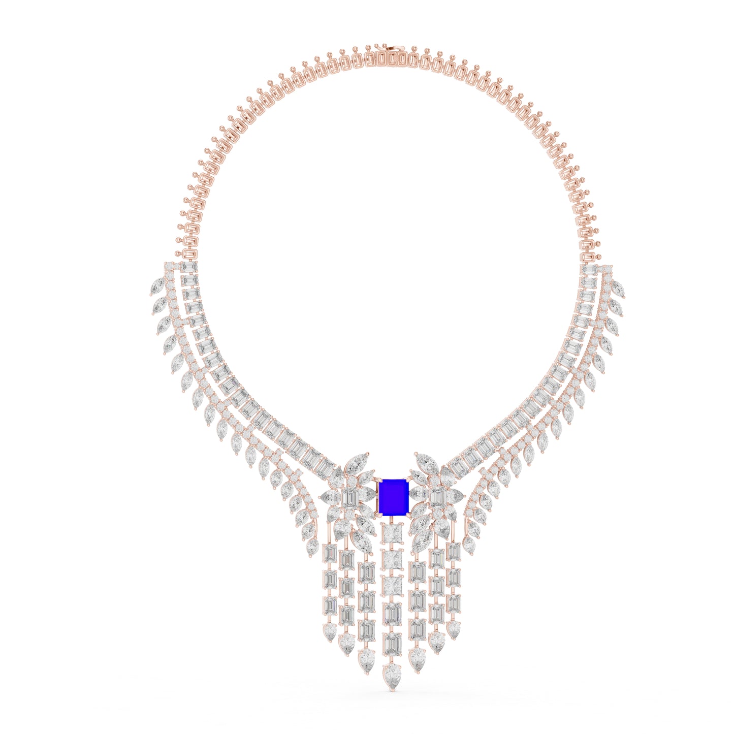 14k White Gold Princess/Pear/Marquise/Emerald Cut Diamond Engagement Necklace | Pure Carat