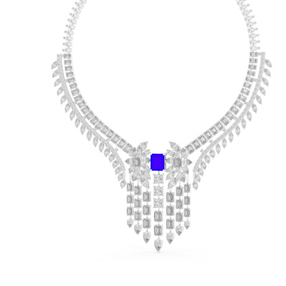 14k White Gold Princess/Pear/Marquise/Emerald Cut Diamond Engagement Necklace | Pure Carat