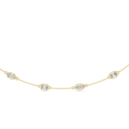14k Yellow Gold Emerald & Marquise Lab-Grown Diamond Anniversary Necklace | Pure Carat