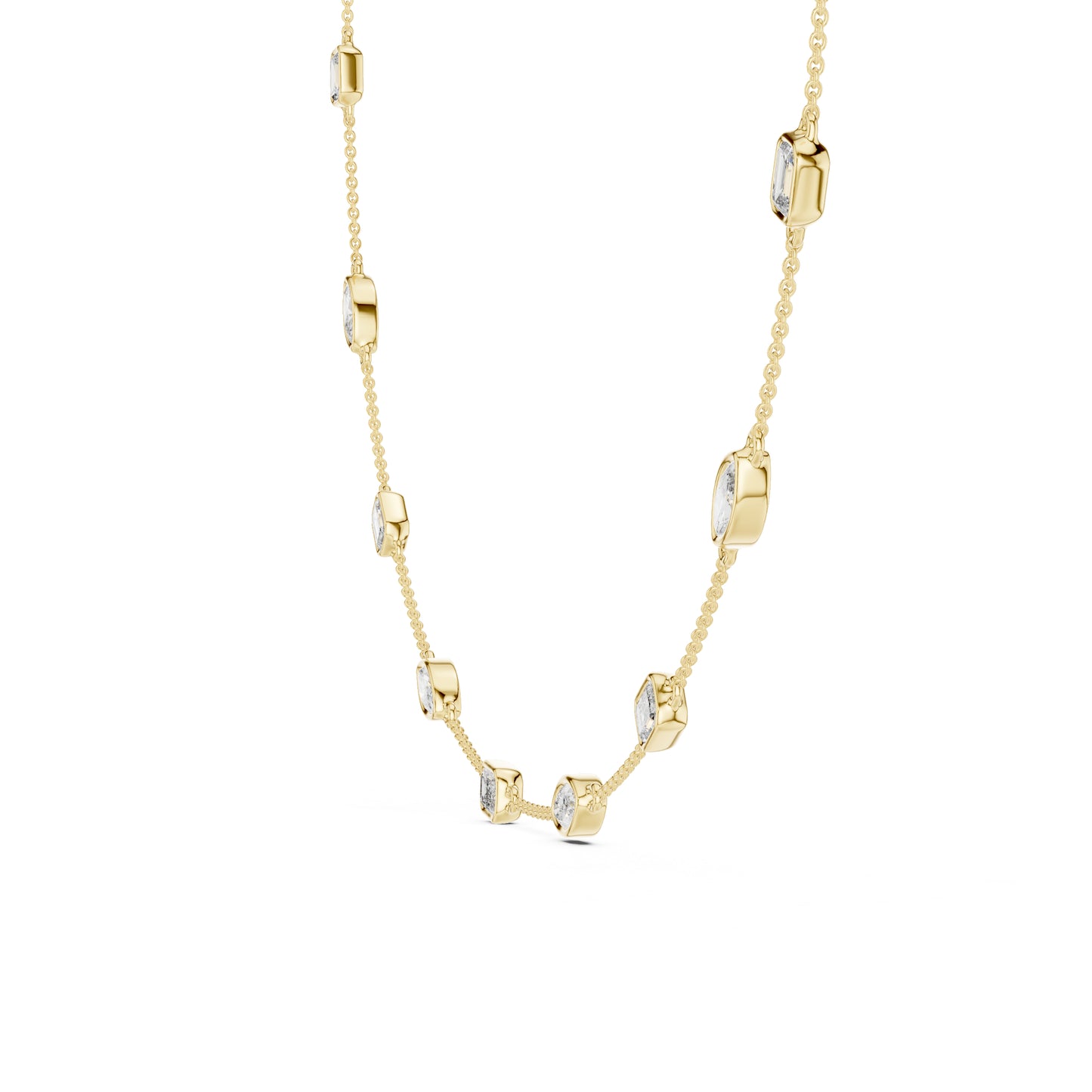 14k Yellow Gold Emerald & Marquise Lab-Grown Diamond Anniversary Necklace | Pure Carat