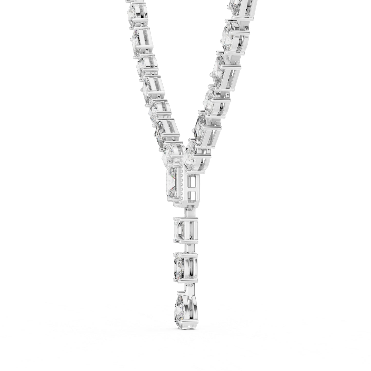 14k White Gold Pear Emerald Oval Radiant Lab-Grown Diamond Engagement Necklace | Pure Carat