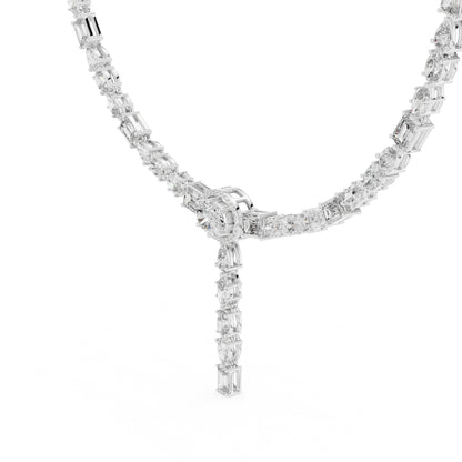 18k White Gold Emerald Marquise Pear Oval Lab-Grown Diamond Party Wear Necklace | Pure Carat