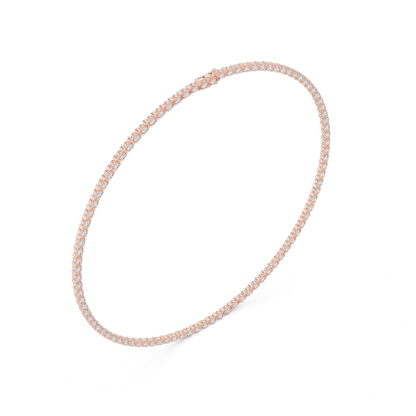 18k Rose Gold Round Lab-Grown Diamond Everyday Wear Necklace for Women | Pure Carat