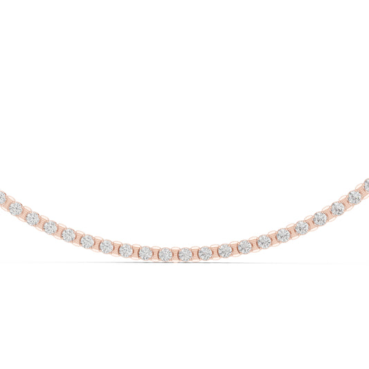18k Rose Gold Round Lab-Grown Diamond Everyday Wear Necklace for Women | Pure Carat