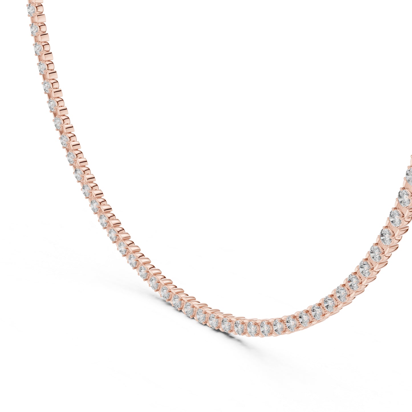 18k Rose Gold Round Lab-Grown Diamond Everyday Wear Necklace for Women | Pure Carat