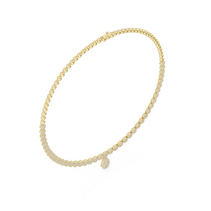 18k Yellow Gold Round Lab-Grown Diamond Bridal Necklace for Women | Pure Carat