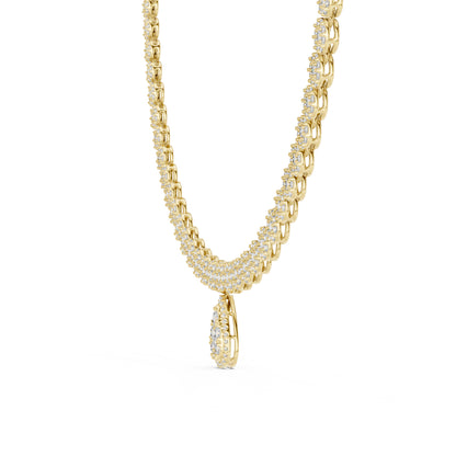 18k Yellow Gold Round Lab-Grown Diamond Bridal Necklace for Women | Pure Carat