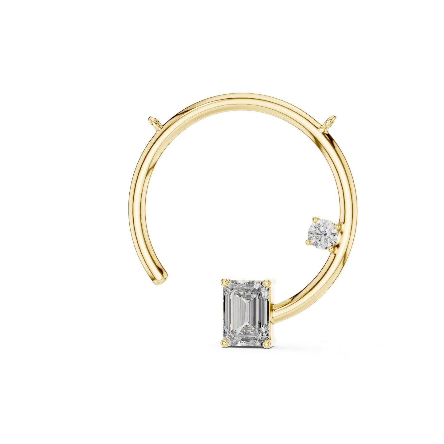 Emerald & Round Lab-Grown Diamond Pendant in 18K Yellow Gold - Pure Carat