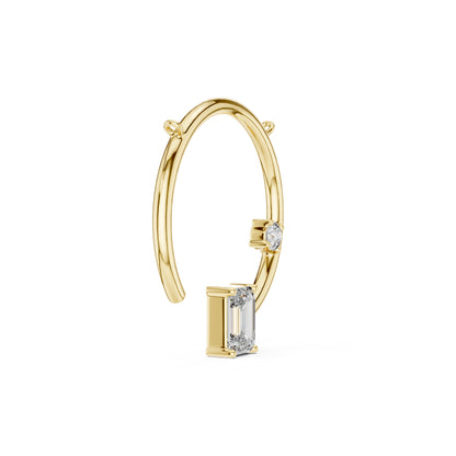 Emerald & Round Lab-Grown Diamond Pendant in 18K Yellow Gold - Pure Carat