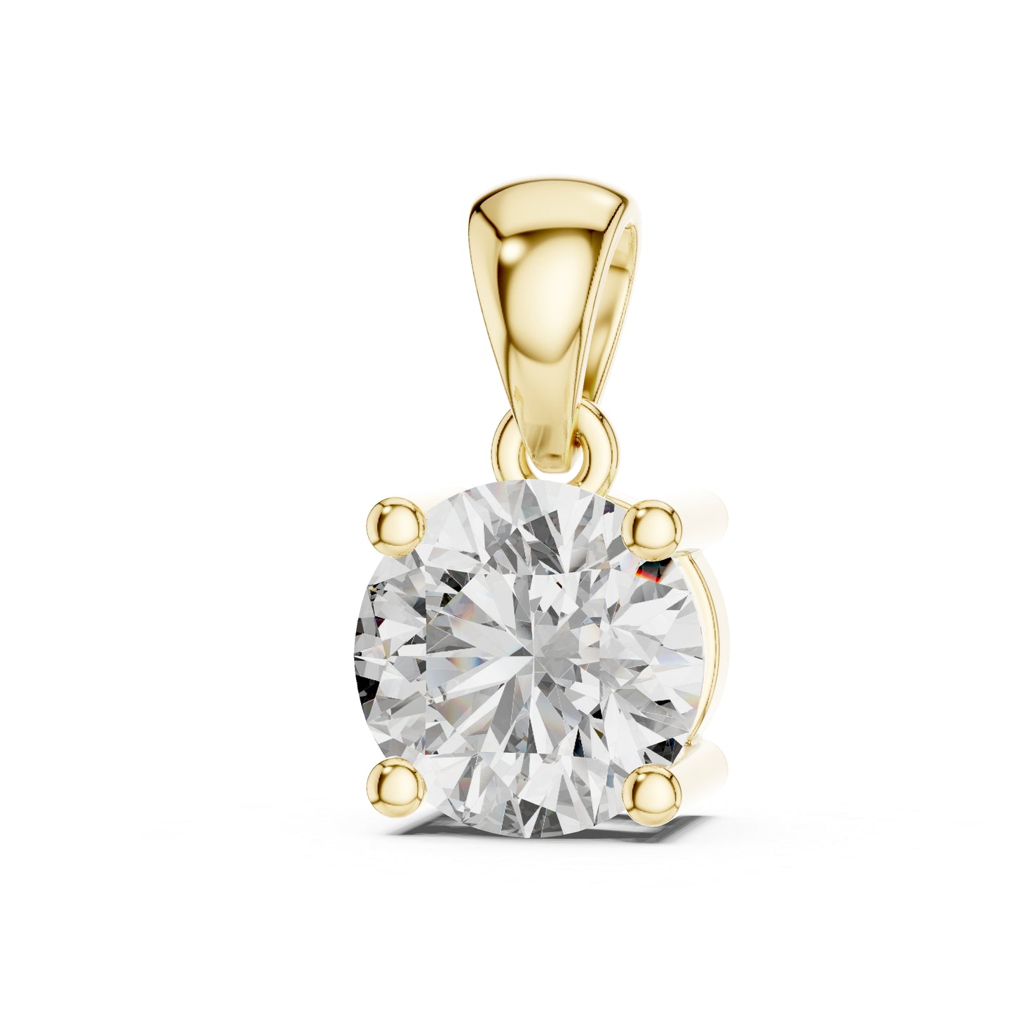 14K Yellow Gold Round Lab-Grown Diamond Pendant for Women - Pure Carat
