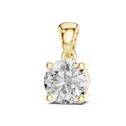 14K Yellow Gold Round Lab-Grown Diamond Pendant for Women - Pure Carat