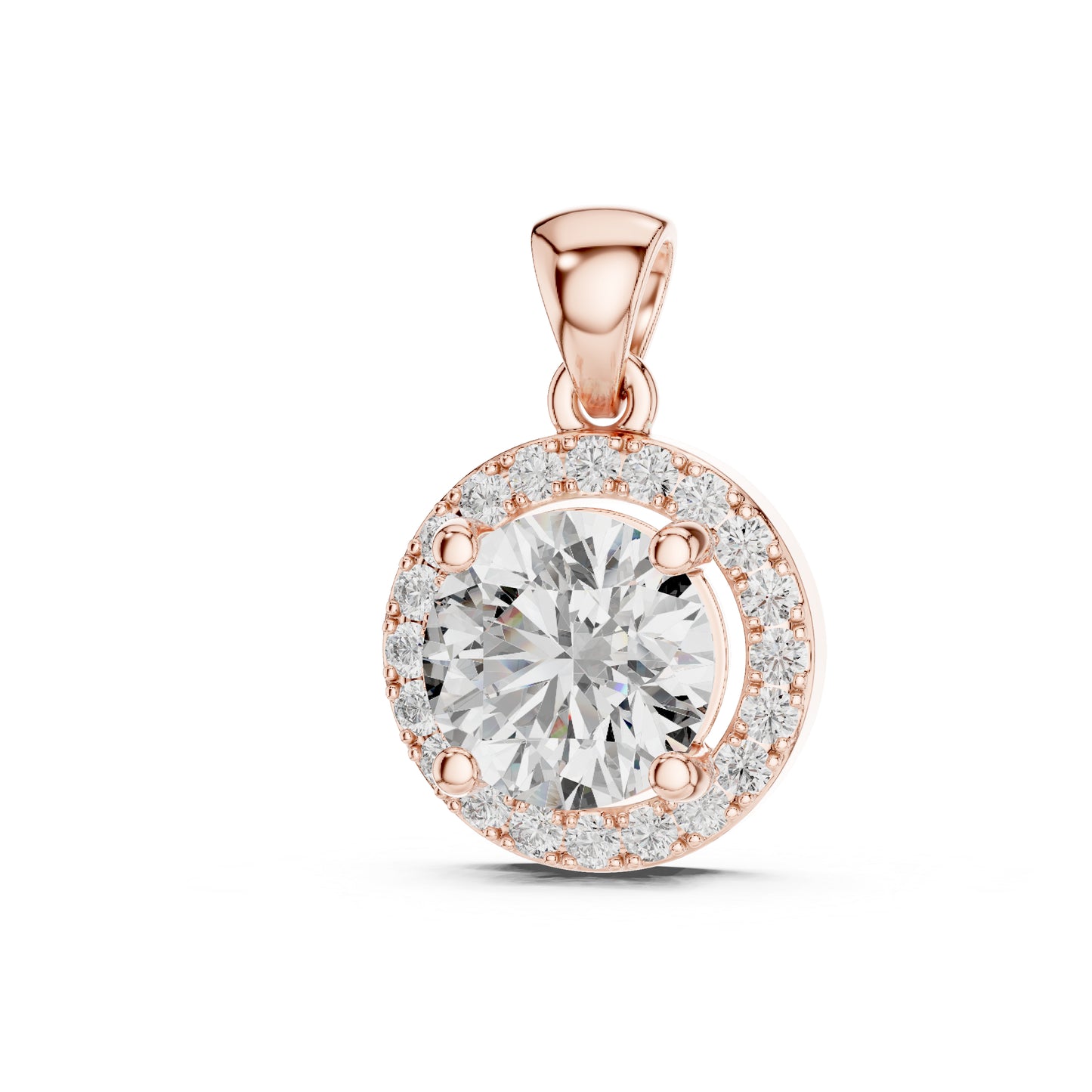 Pure Carat 14K Rose Gold Pendant with Round Lab-Grown Diamond - Office Wear Collection