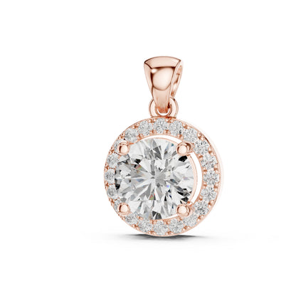 Pure Carat 14K Rose Gold Pendant with Round Lab-Grown Diamond - Office Wear Collection