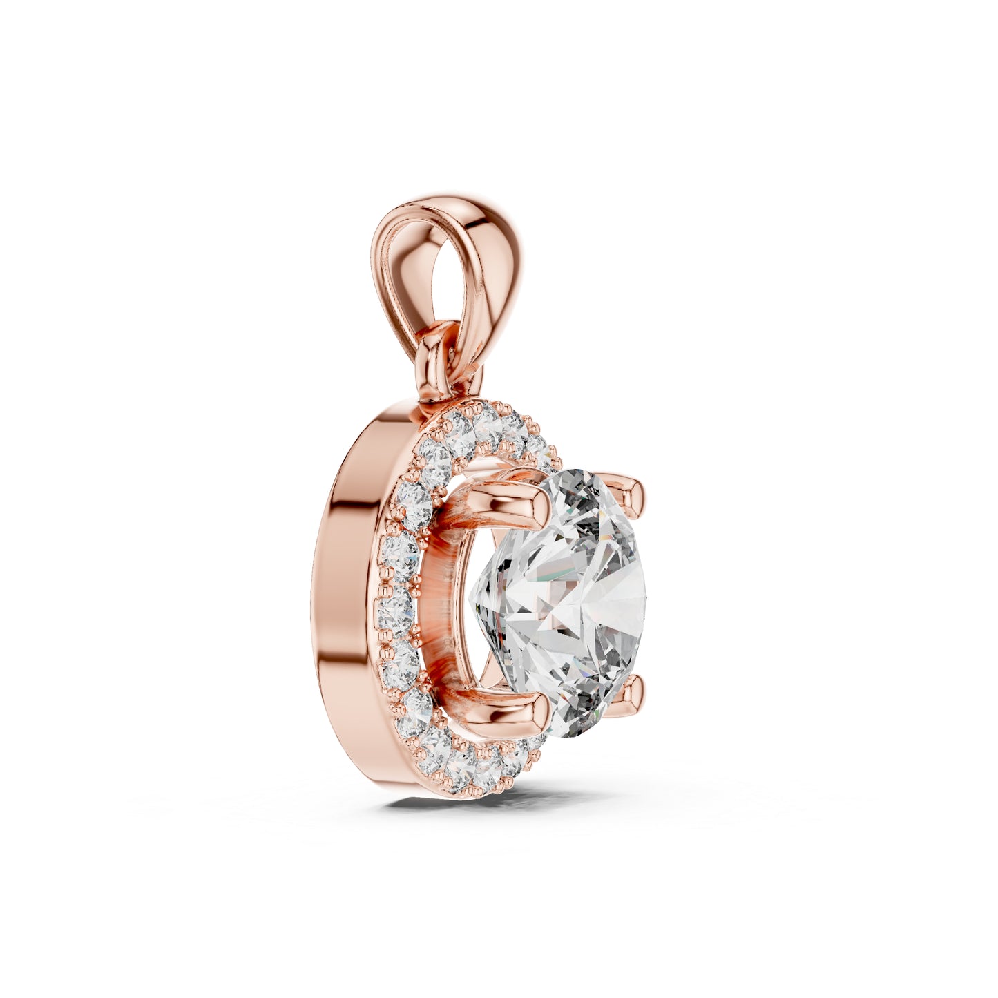 Pure Carat 14K Rose Gold Pendant with Round Lab-Grown Diamond - Office Wear Collection