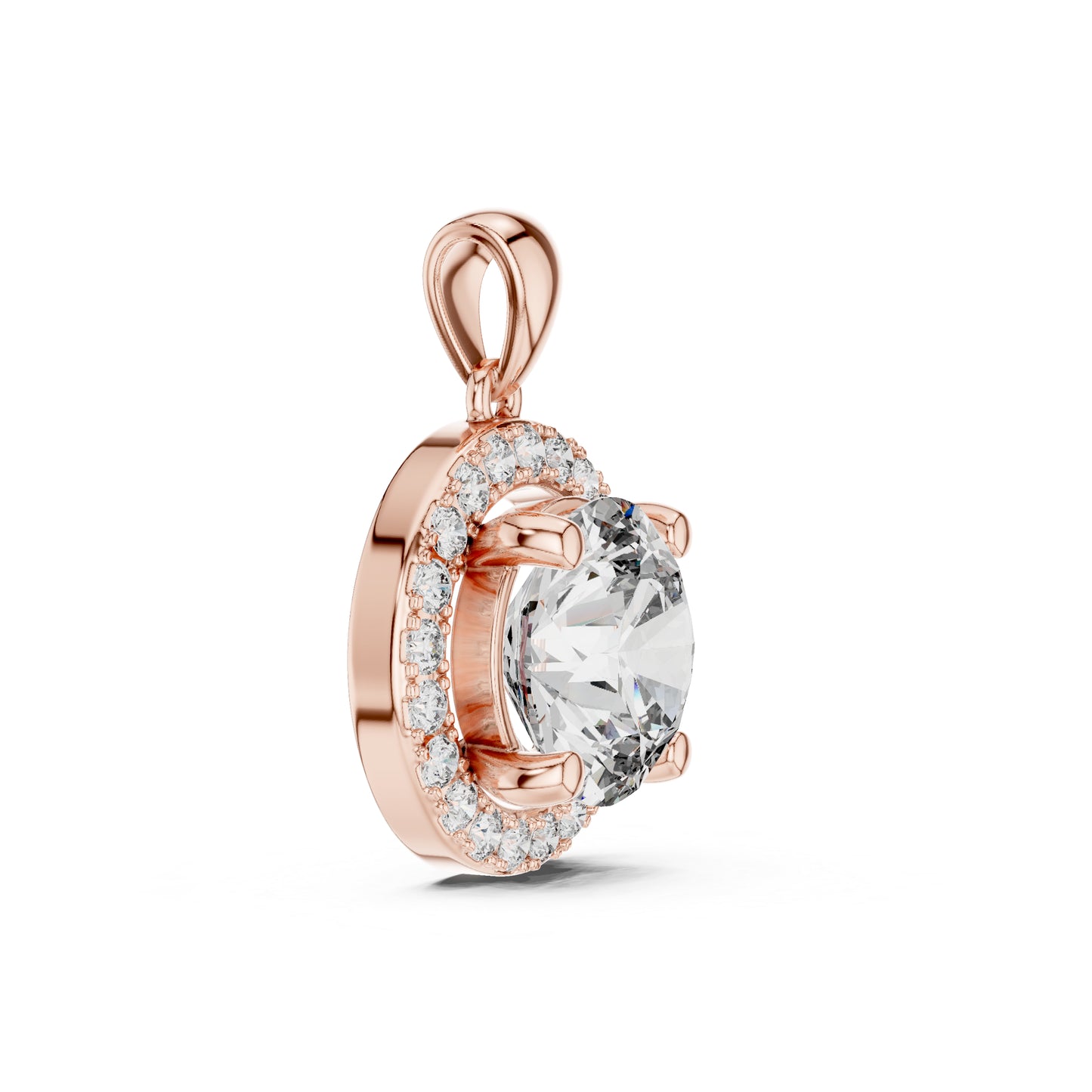 18K White Gold Round Lab-Grown Diamond Pendant for Engagement - Pure Carat