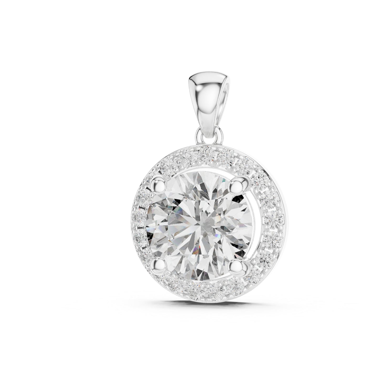18K White Gold Round Lab-Grown Diamond Pendant for Engagement - Pure Carat