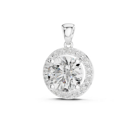 18K White Gold Round Lab-Grown Diamond Pendant for Engagement - Pure Carat