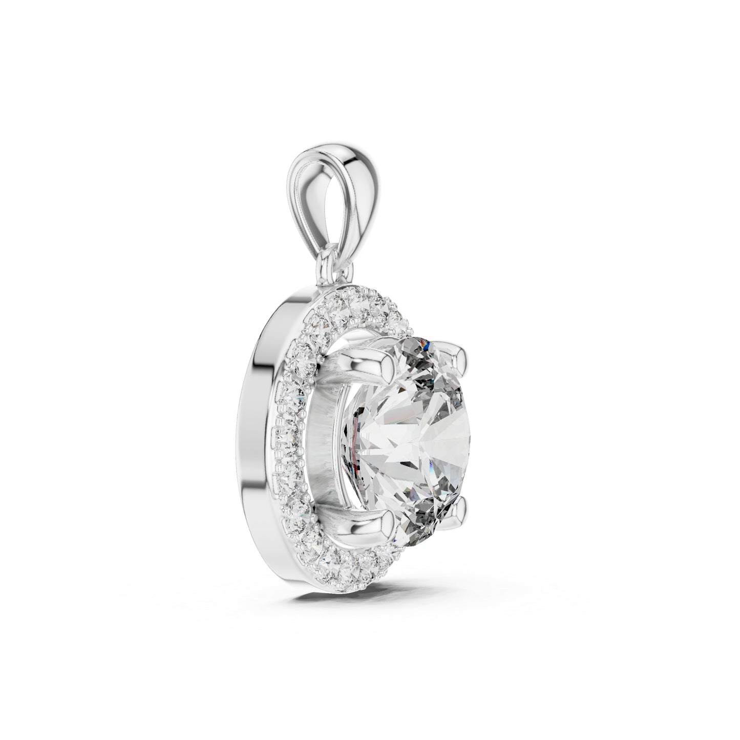 18K White Gold Round Lab-Grown Diamond Pendant for Engagement - Pure Carat