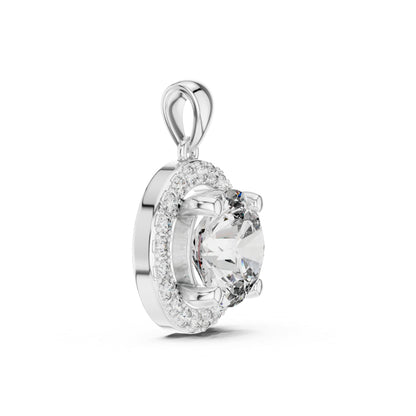 18K White Gold Round Lab-Grown Diamond Pendant for Engagement - Pure Carat