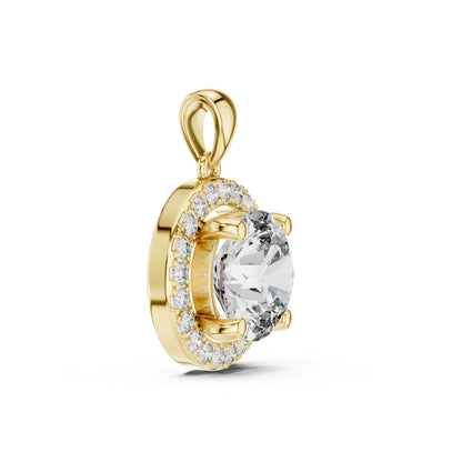 18K White Gold Round Lab-Grown Diamond Pendant for Engagement - Pure Carat