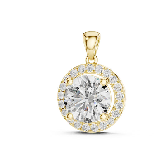 18K White Gold Round Lab-Grown Diamond Pendant for Engagement - Pure Carat