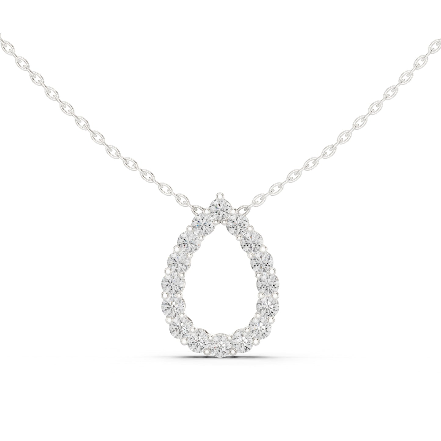 18K White Gold Round Lab-Grown Diamond Pendant for Women | Engagement | Pure Carat
