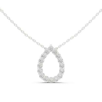 18K White Gold Round Lab-Grown Diamond Pendant for Women | Engagement | Pure Carat