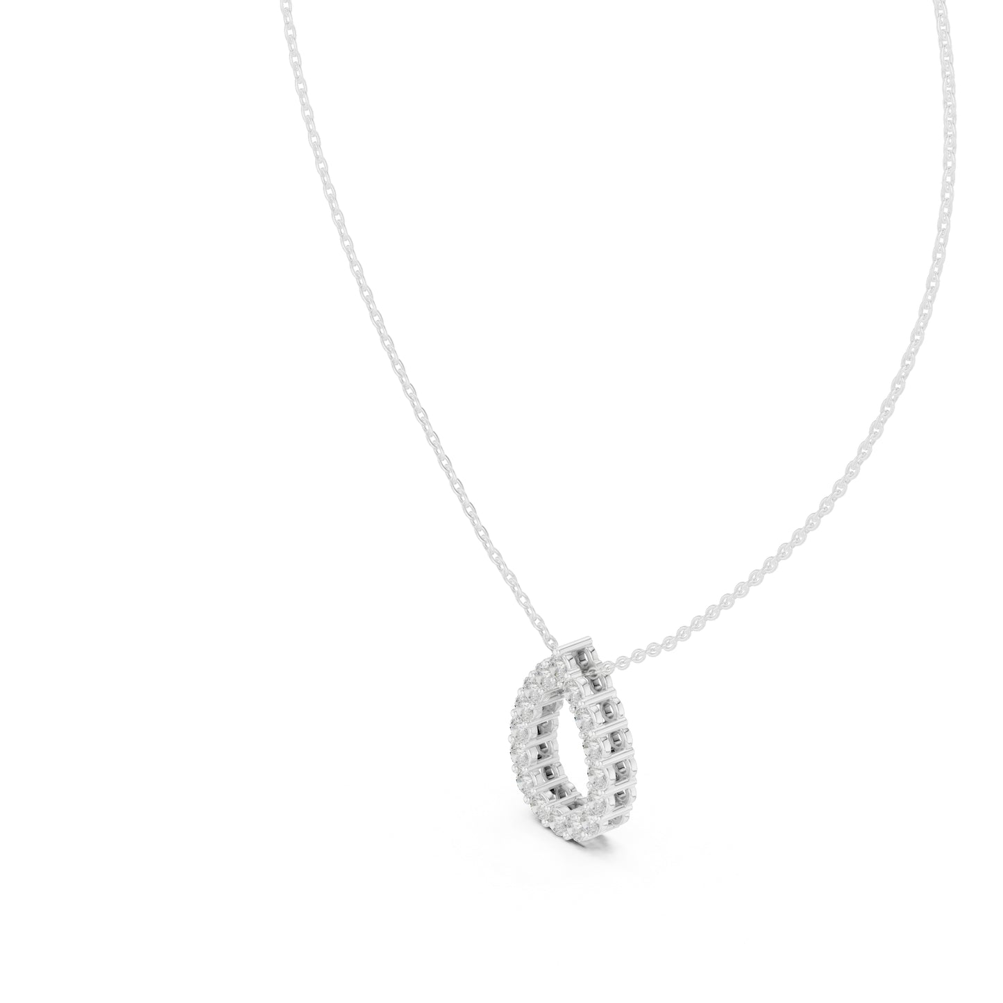 18K White Gold Round Lab-Grown Diamond Pendant for Women | Engagement | Pure Carat