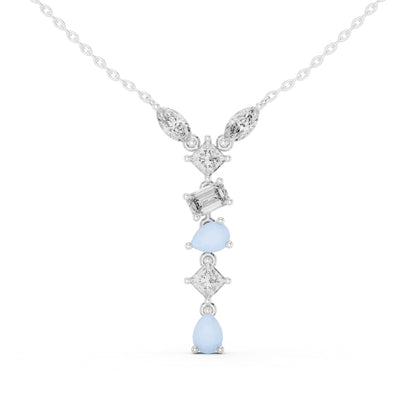 18K Yellow Gold Marquise Princess Emerald & Pear Lab-Grown Diamond Pendant for Women | Wedding Wear | Pure Carat