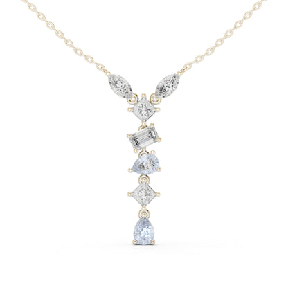 18K Yellow Gold Marquise Princess Emerald & Pear Lab-Grown Diamond Pendant for Women | Wedding Wear | Pure Carat