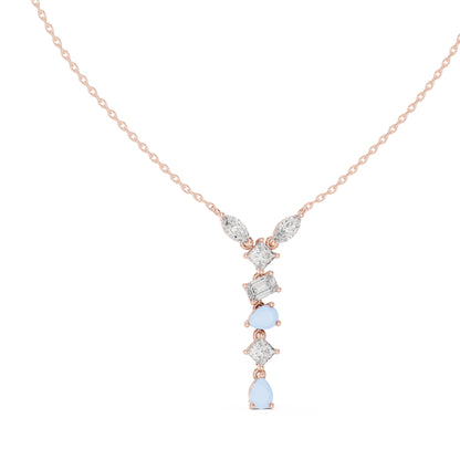 18K Yellow Gold Marquise Princess Emerald & Pear Lab-Grown Diamond Pendant for Women | Wedding Wear | Pure Carat