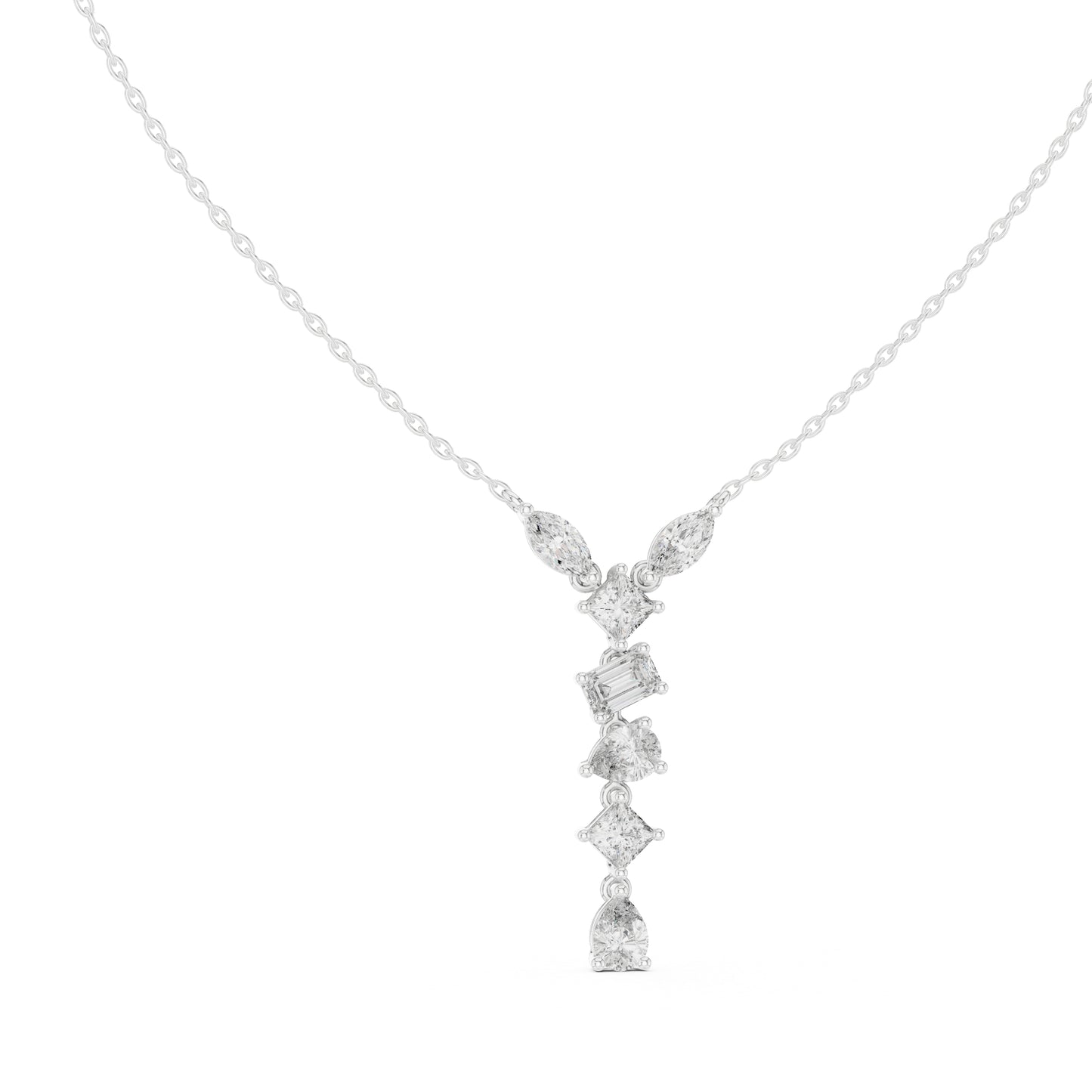 18K Yellow Gold Marquise Princess Emerald & Pear Lab-Grown Diamond Pendant for Women | Wedding Wear | Pure Carat