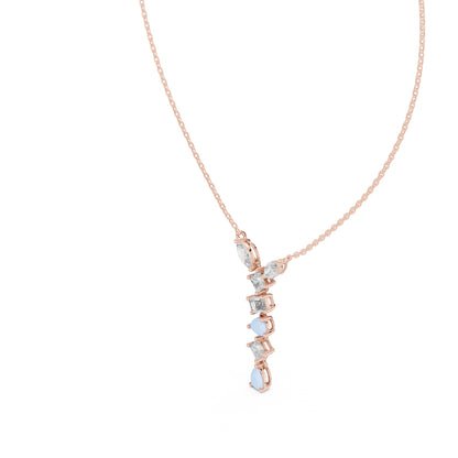 18K Yellow Gold Marquise Princess Emerald & Pear Lab-Grown Diamond Pendant for Women | Wedding Wear | Pure Carat