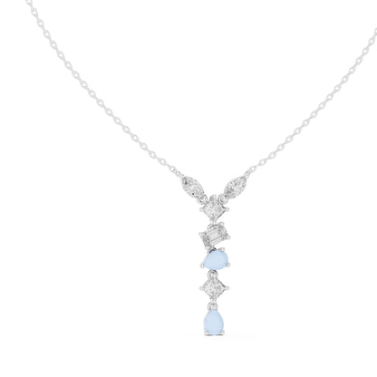 18K Yellow Gold Marquise Princess Emerald & Pear Lab-Grown Diamond Pendant for Women | Wedding Wear | Pure Carat