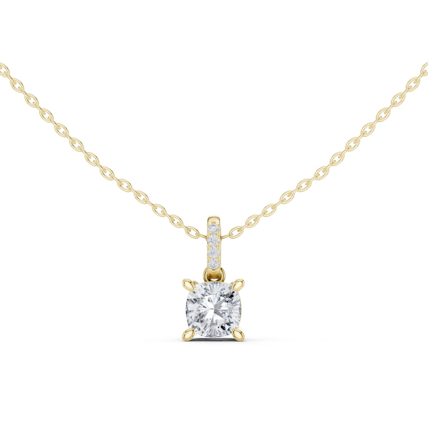 14K Yellow Gold Cushion & Round Lab-Grown Diamond Pendant for Women | Office Wear | Pure Carat