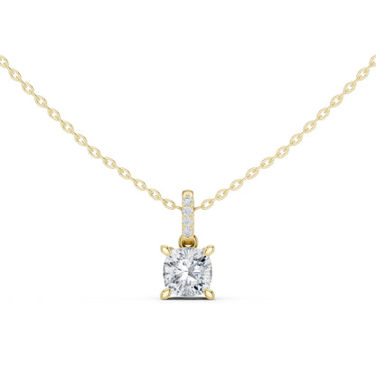 14K Yellow Gold Cushion & Round Lab-Grown Diamond Pendant for Women | Office Wear | Pure Carat