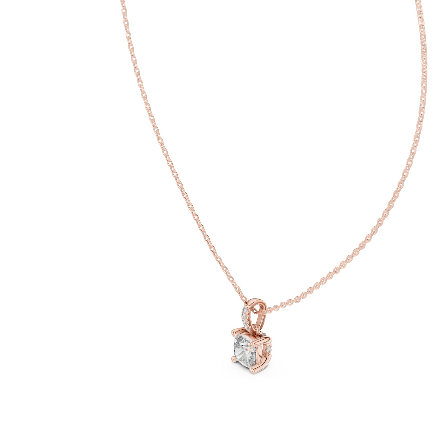 14K Yellow Gold Cushion & Round Lab-Grown Diamond Pendant for Women | Office Wear | Pure Carat