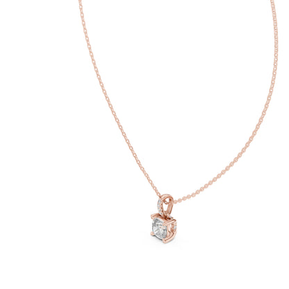 14K Yellow Gold Cushion & Round Lab-Grown Diamond Pendant for Women | Office Wear | Pure Carat
