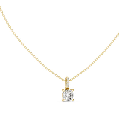 14K Yellow Gold Cushion & Round Lab-Grown Diamond Pendant for Women | Office Wear | Pure Carat